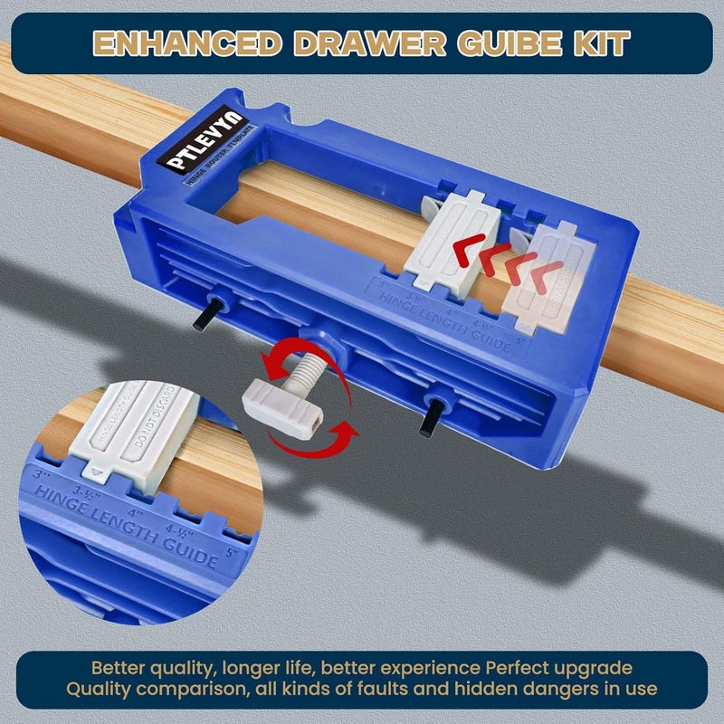 PTLEVYN Door Hinge Mounting Template Kit (Blue) for 3-5" Hinges 90° Positioning Fits 1/4" and 5/8" Door thicknesses Mortise Opener Included Clips Quick and Precise Installation of Woodworking Tools - Image 4